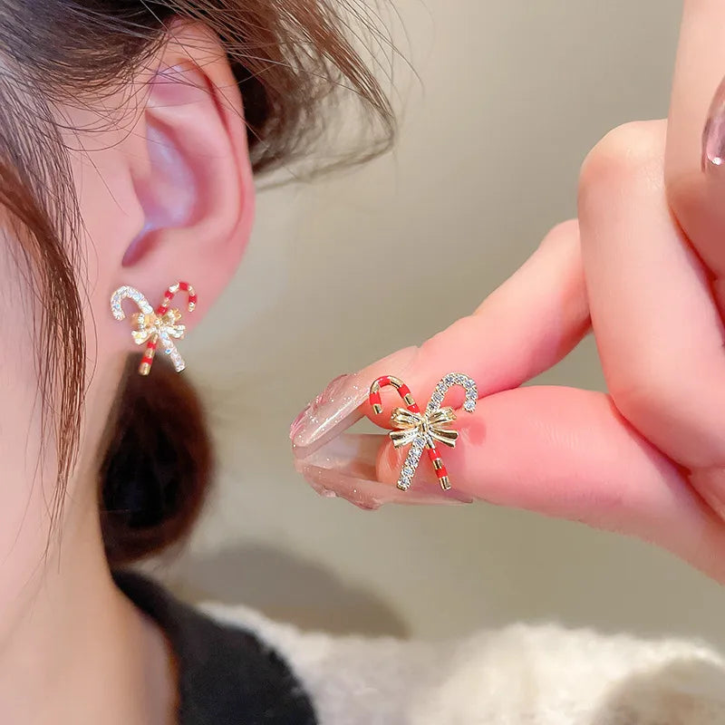 Gold Candy Cane Earrings