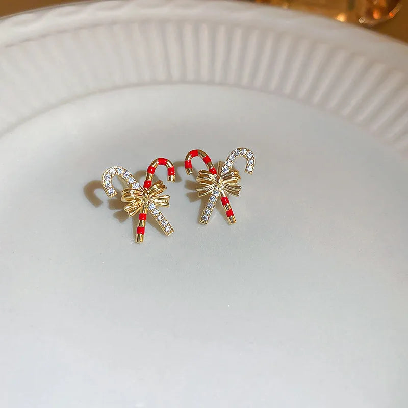 Gold Candy Cane Earrings