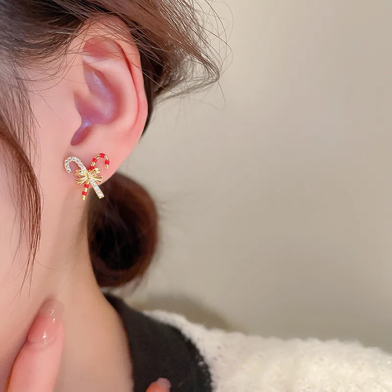 Gold Candy Cane Earrings