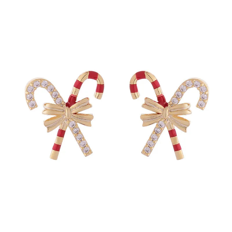 Gold Candy Cane Earrings