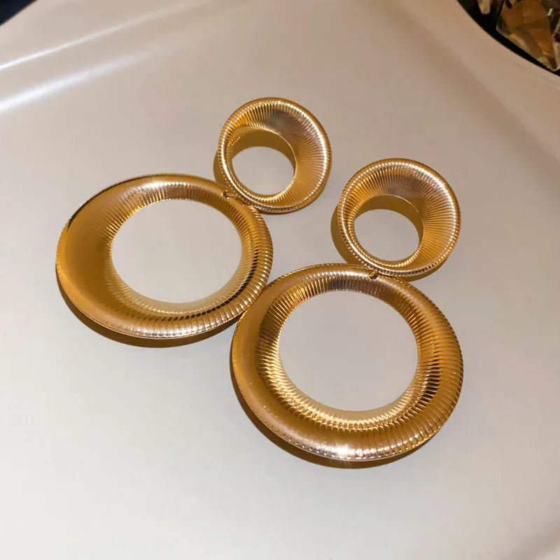 Oversized Double Hoop Drop Earrings