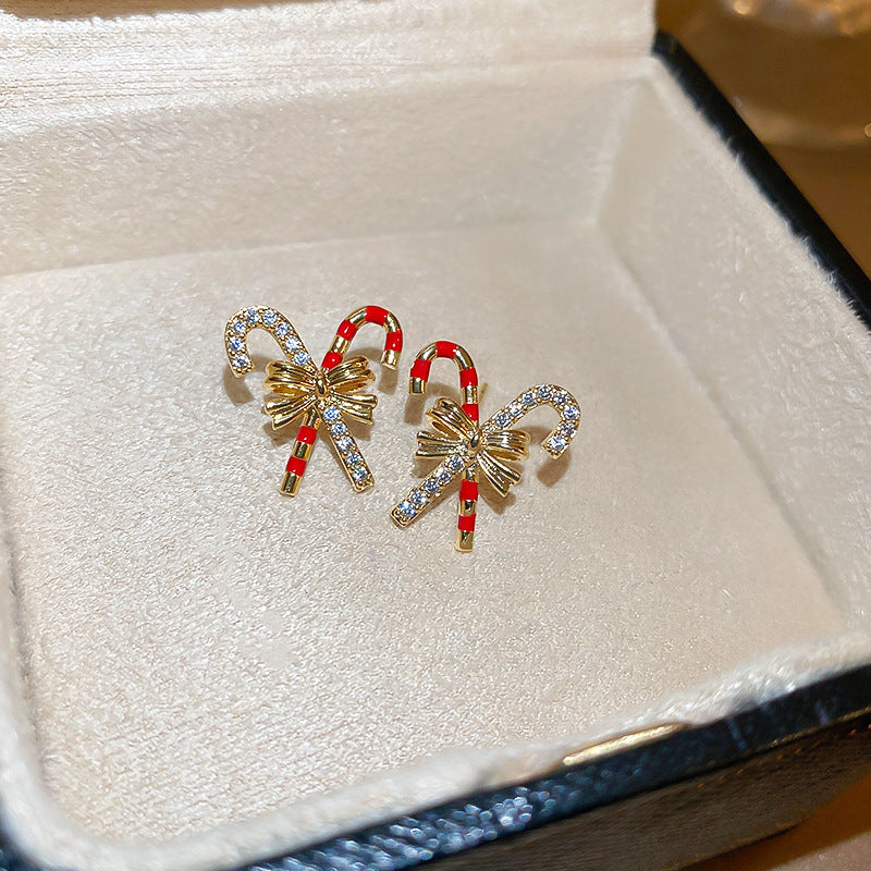 Gold Candy Cane Earrings