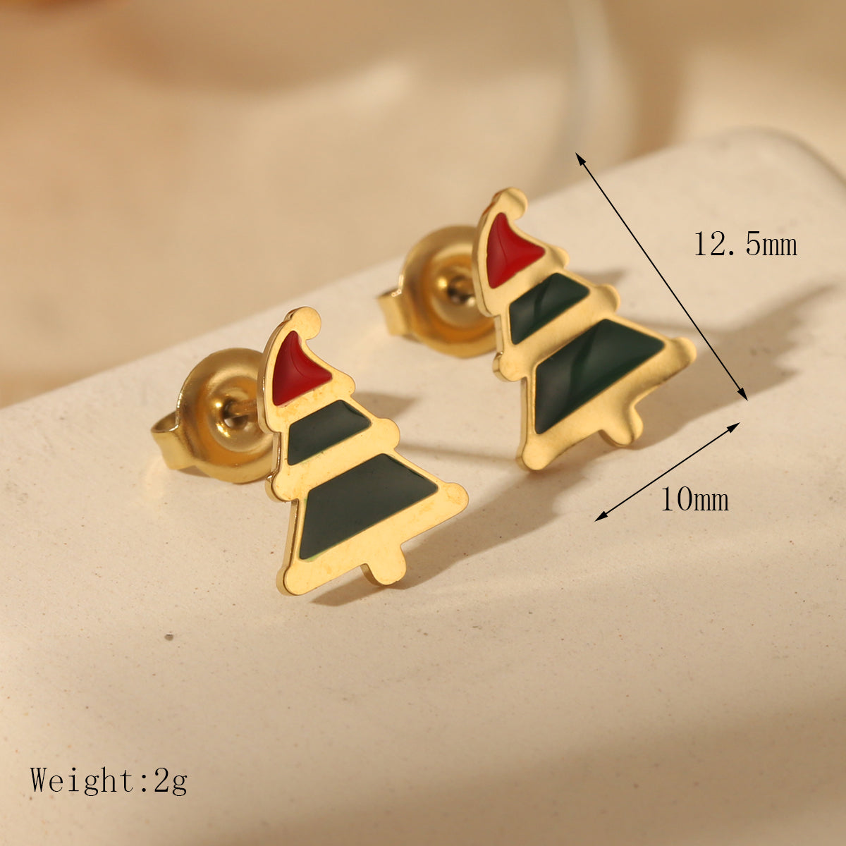 Gold Christmas Tree Earrings