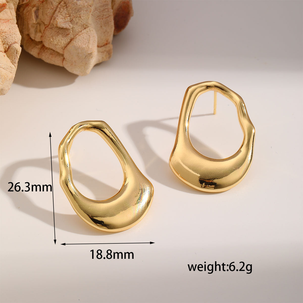 French Style Irregular Gold Plated Ear Studs
