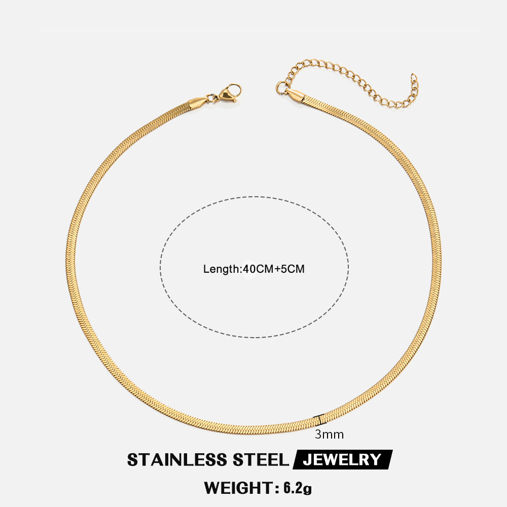 Basic Geometric Stainless Steel Titanium Plated 18K Gold Necklace - TheFindify