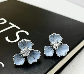 Blue Flower Petal Korean Fashion Earrings - TheFindify