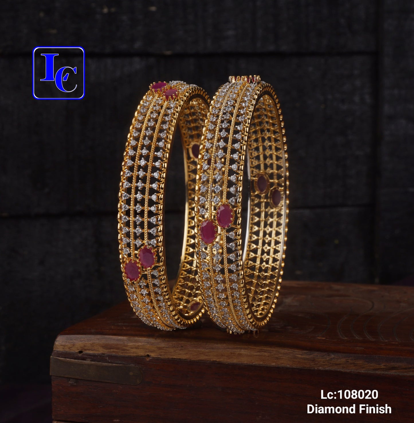 ShimmerTwist Touch Diamond Finish Bangles - TheFindify