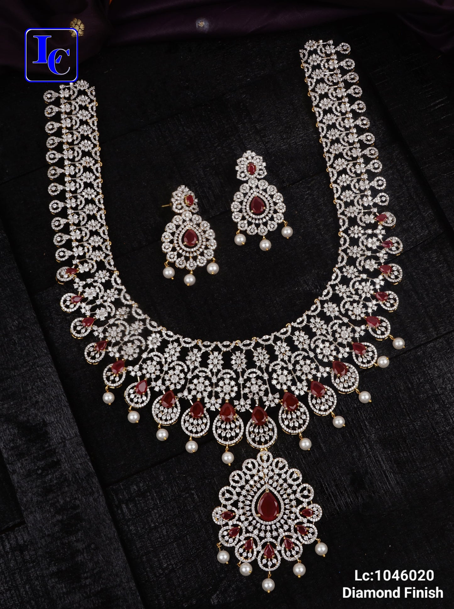 FloraTwist American Diamond Finish Bridal Necklace - TheFindify