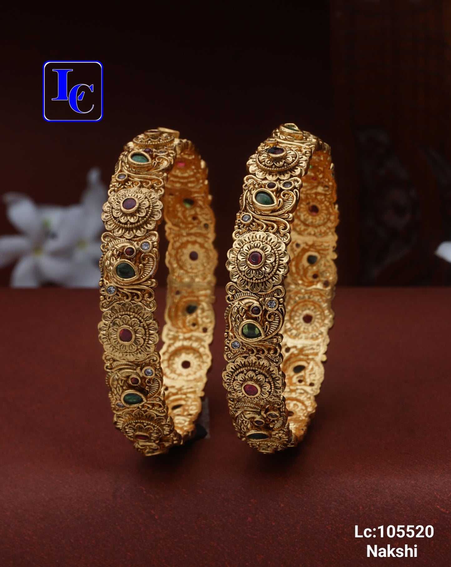 Polki Nakshi Bangles – Matte Finish Nakshi Bangles