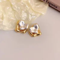 Retro Heart Studs with Sterling Silver Posts