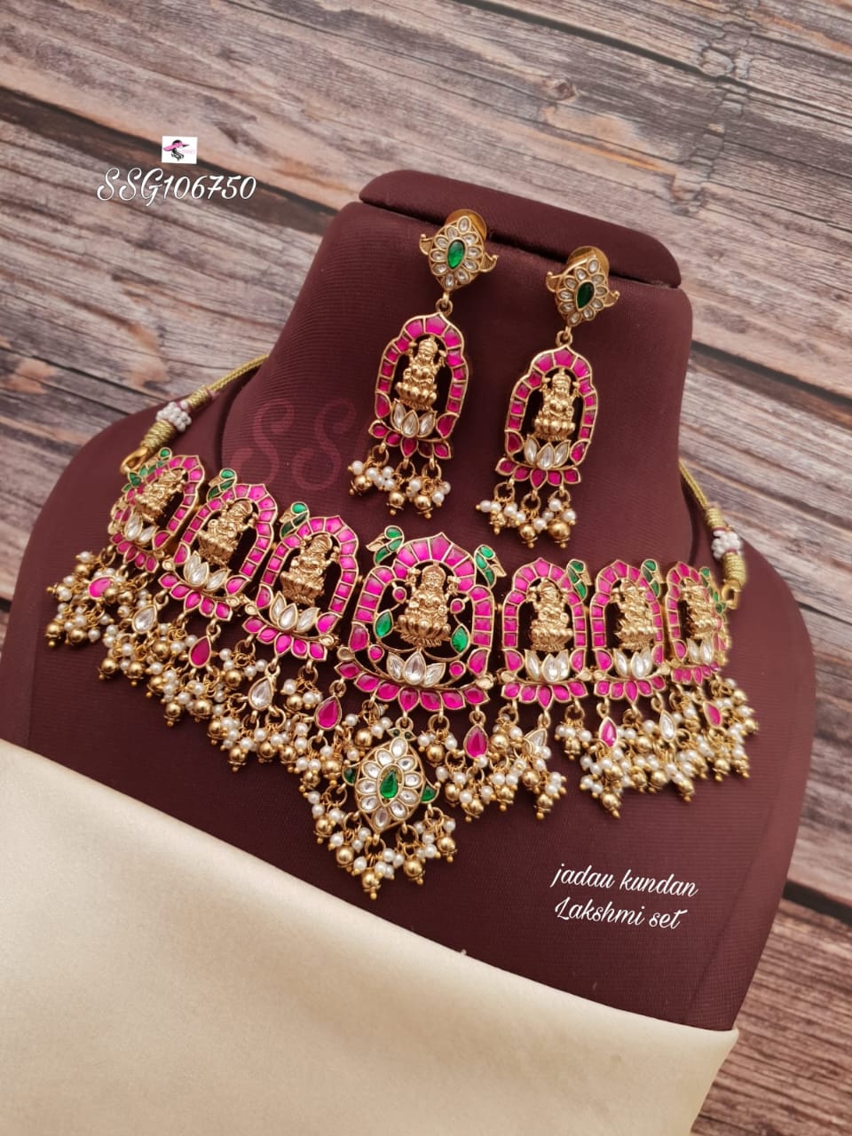 Premium Jadau Kundan Lakshmi Necklace Set - TheFindify