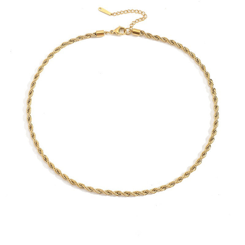 New Fashion Twist Chain 14K Gold Plated Stainless Steel Necklace - TheFindify
