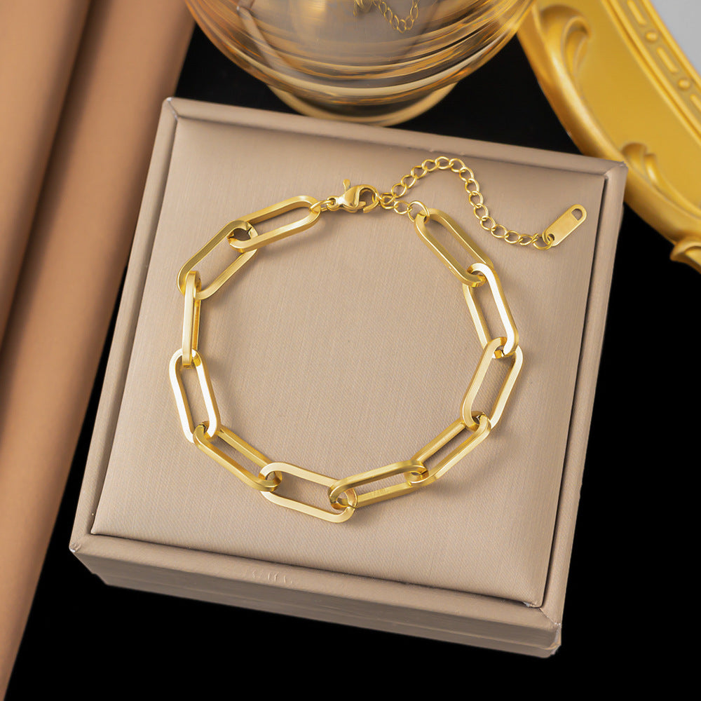 Streetwear Heart-Shaped Titanium Steel Bracelet with Shell Inlay - TheFindify