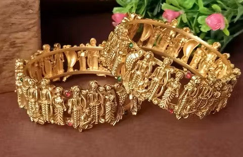 THEFINDIFY's Lord Ram Darbar Matte Gold Bridal Bangle Kada