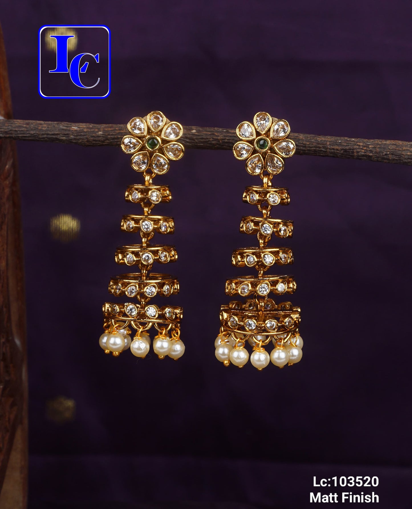 Matt Finish Temple Earrings