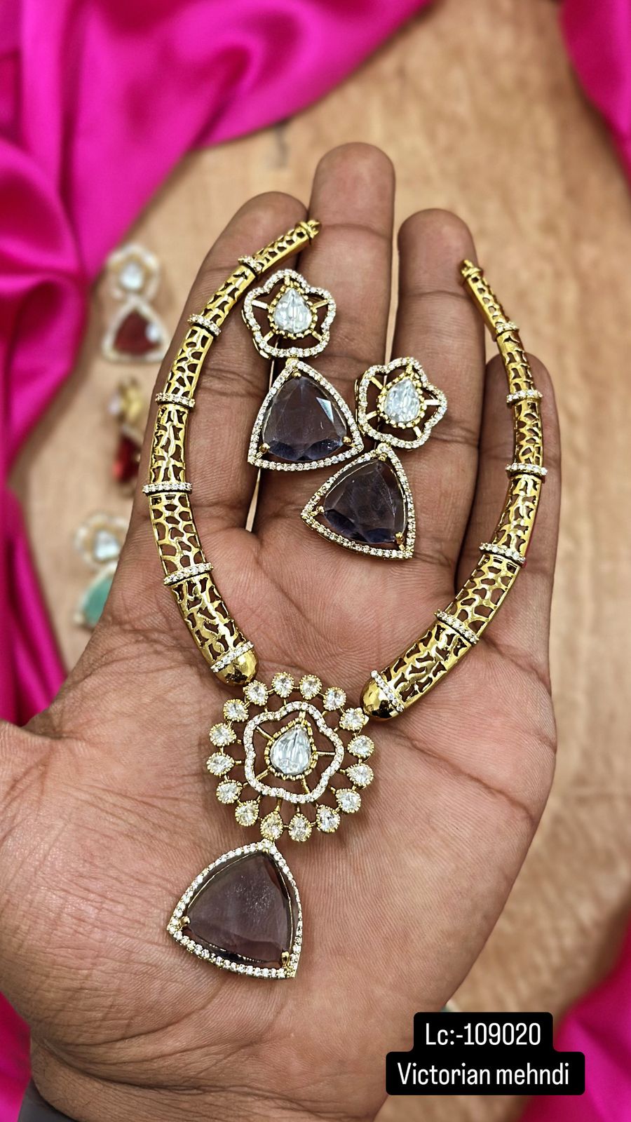 Matt Finish Kada Haram With Earrings