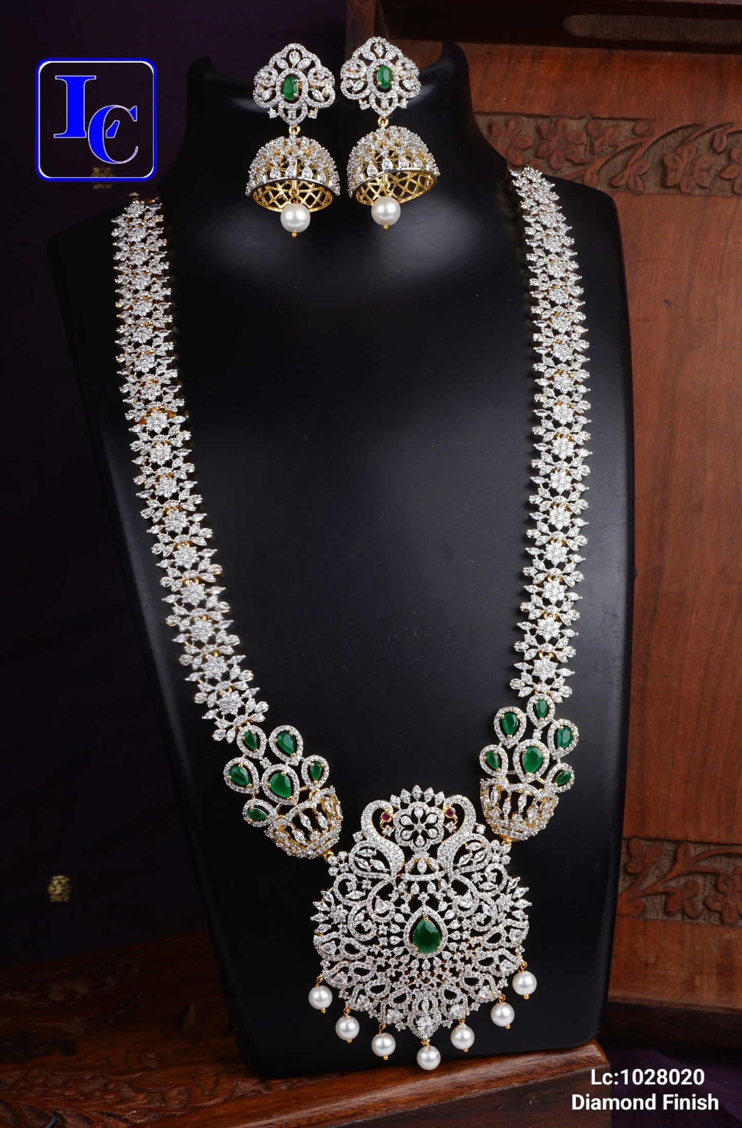 Diamond Finish Long Necklace Set - TheFindify