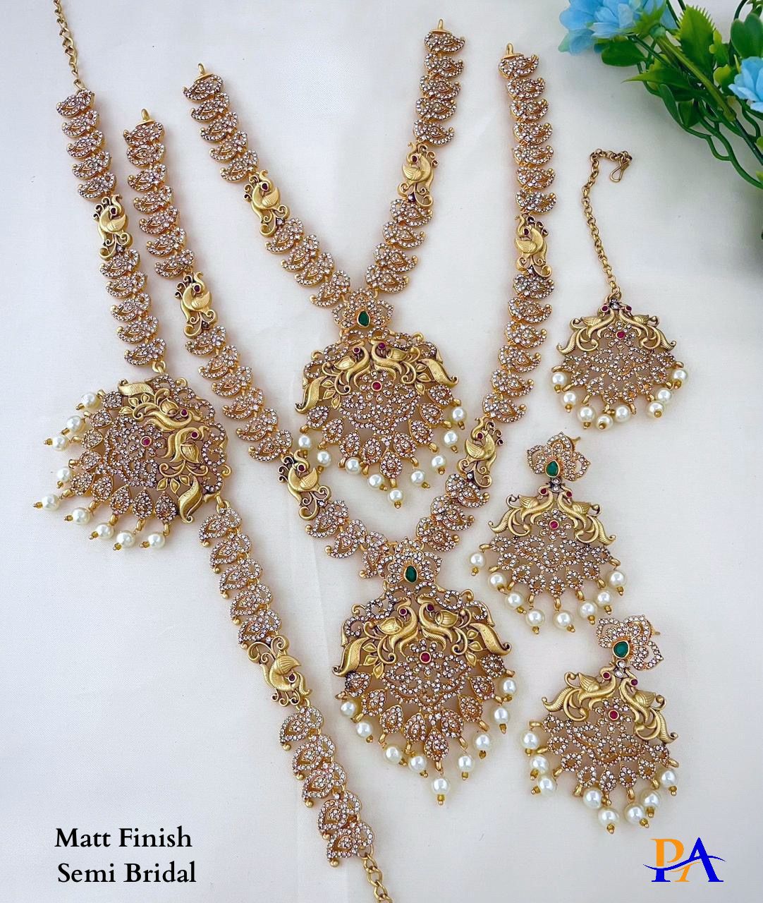 Semi Bridal Matt Finish Jewelry Set (6 pcs) - TheFindify