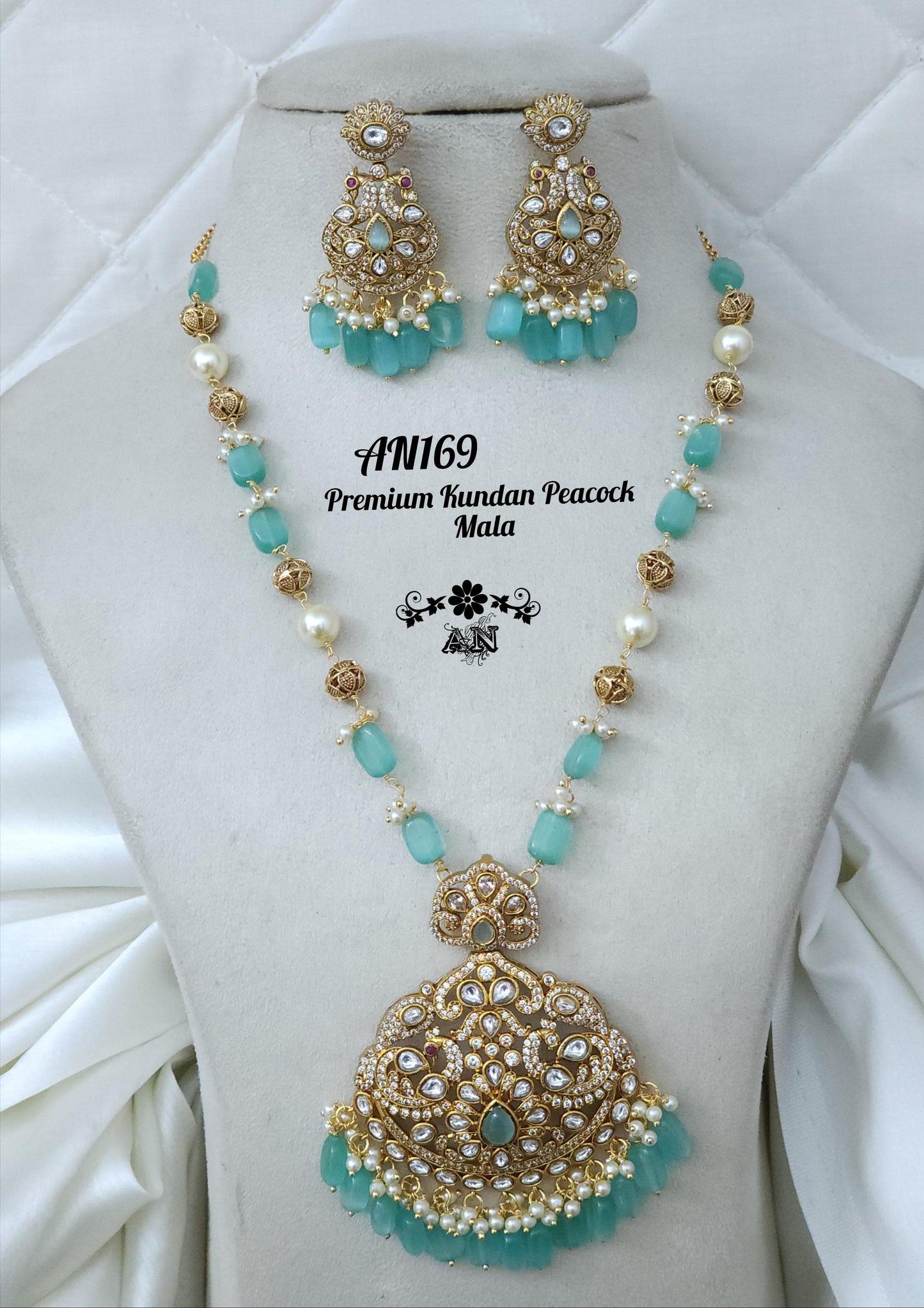 Premium Kundan Peacock Mala - TheFindify