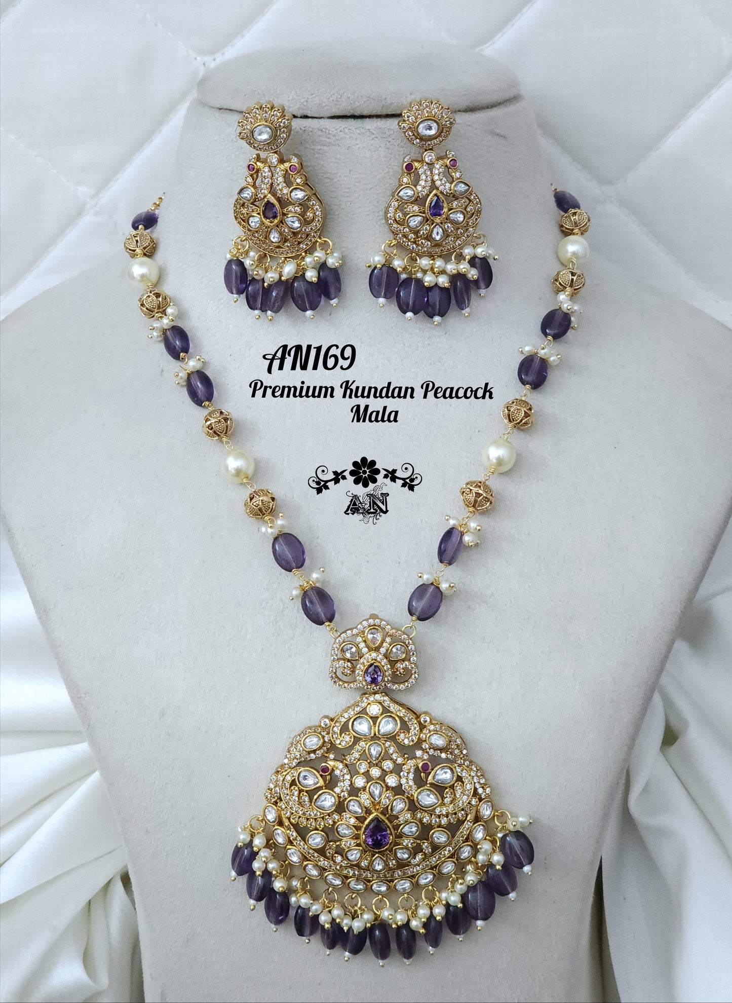 Premium Kundan Peacock Mala - TheFindify