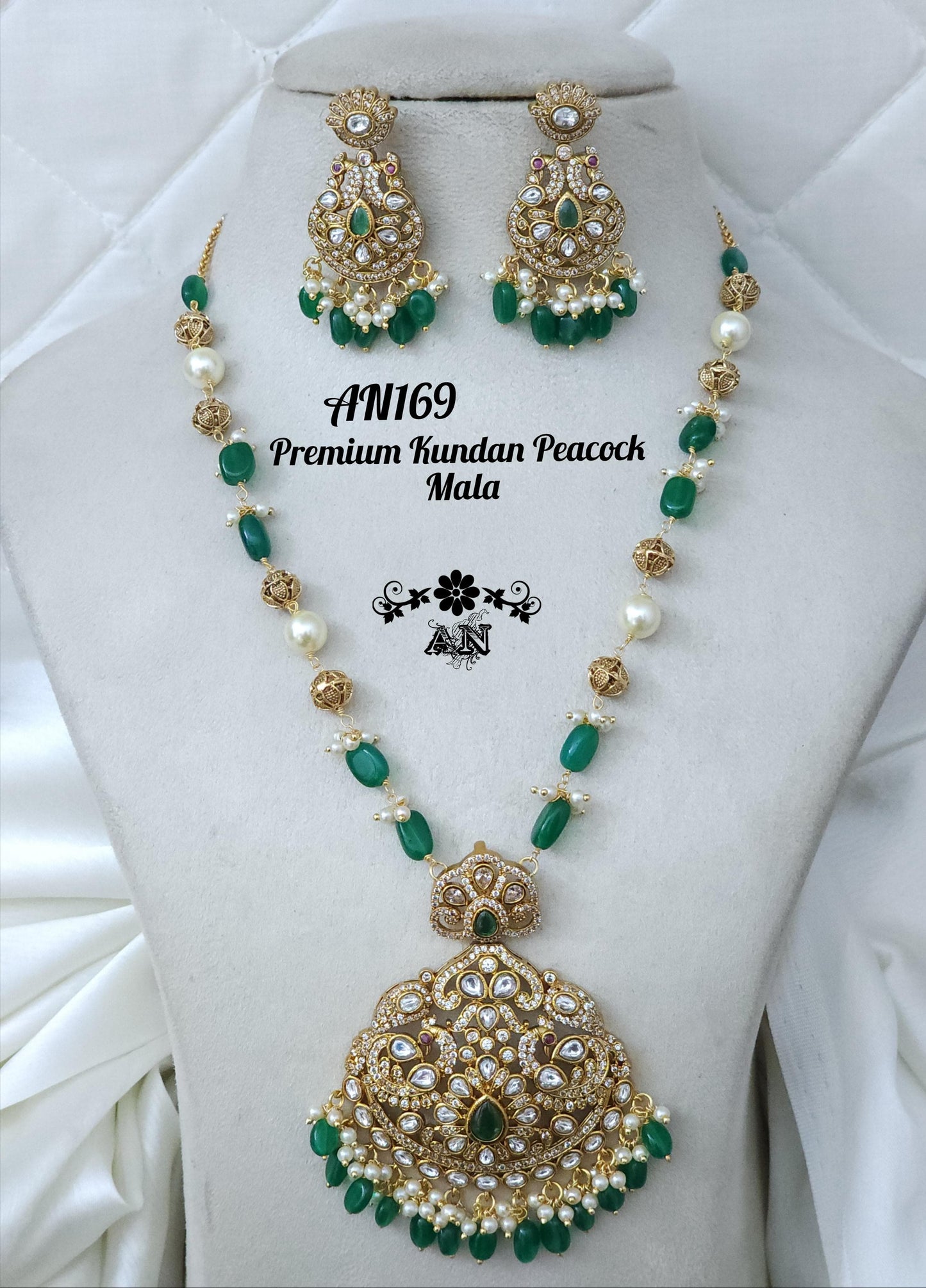 Premium Kundan Peacock Mala - TheFindify