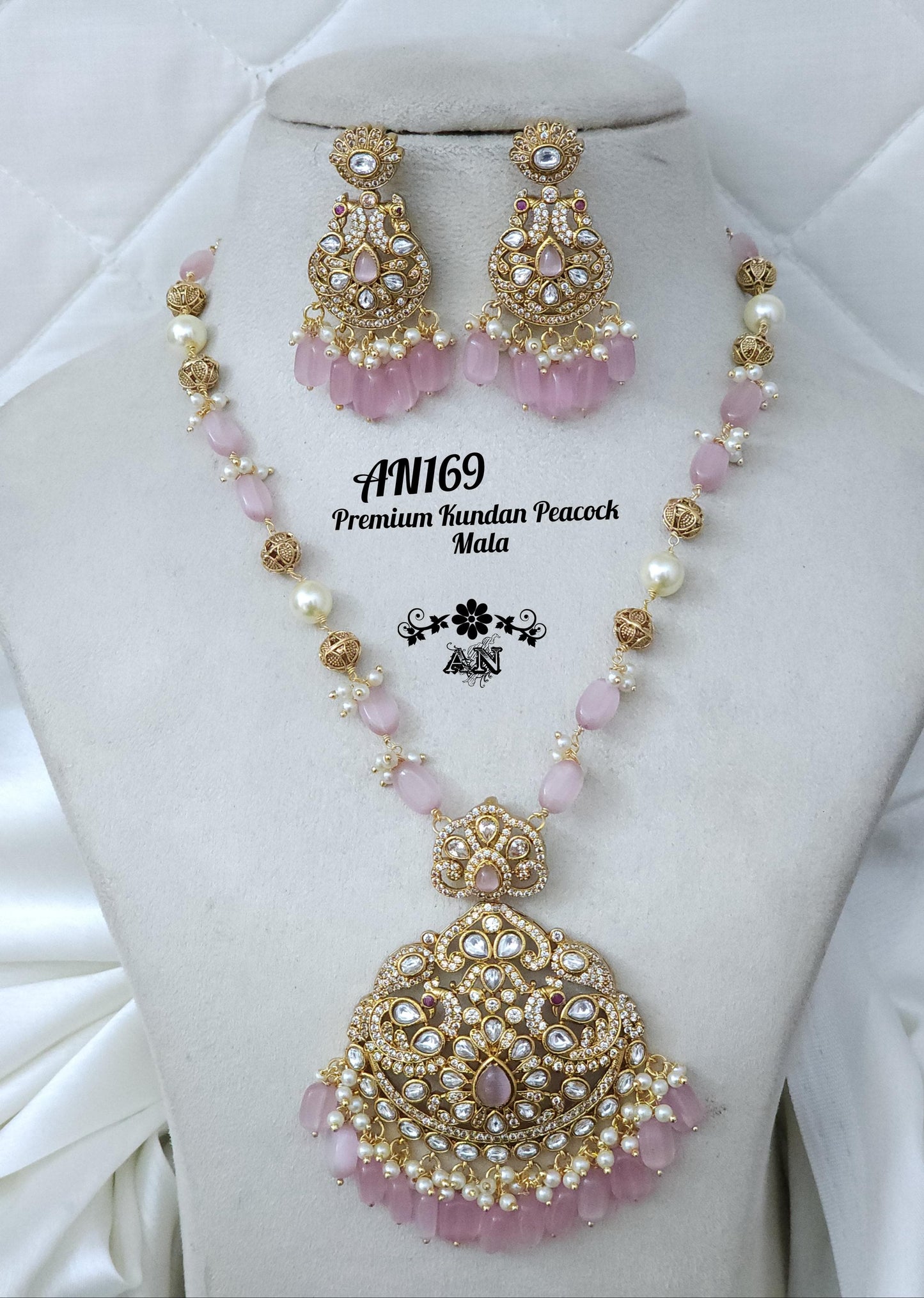 Premium Kundan Peacock Mala - TheFindify
