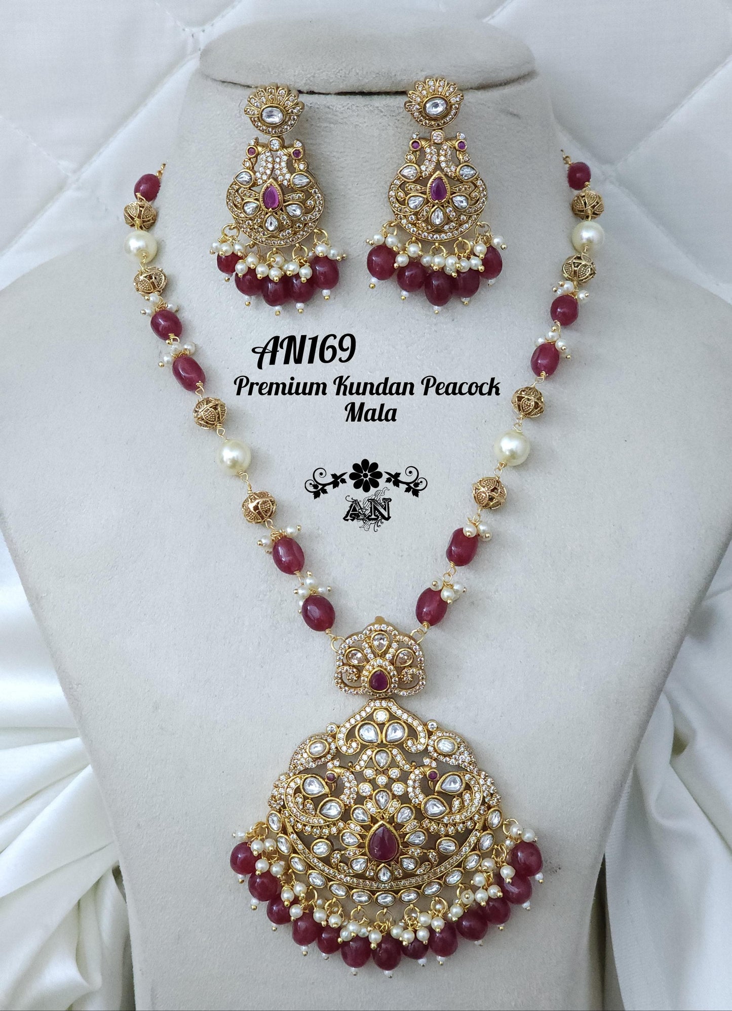 Premium Kundan Peacock Mala - TheFindify