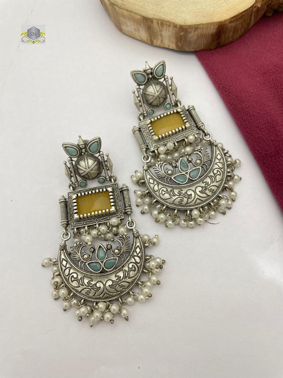 Oxidised Rani Impressed Earrings (BUY1 GET 1 FREE)