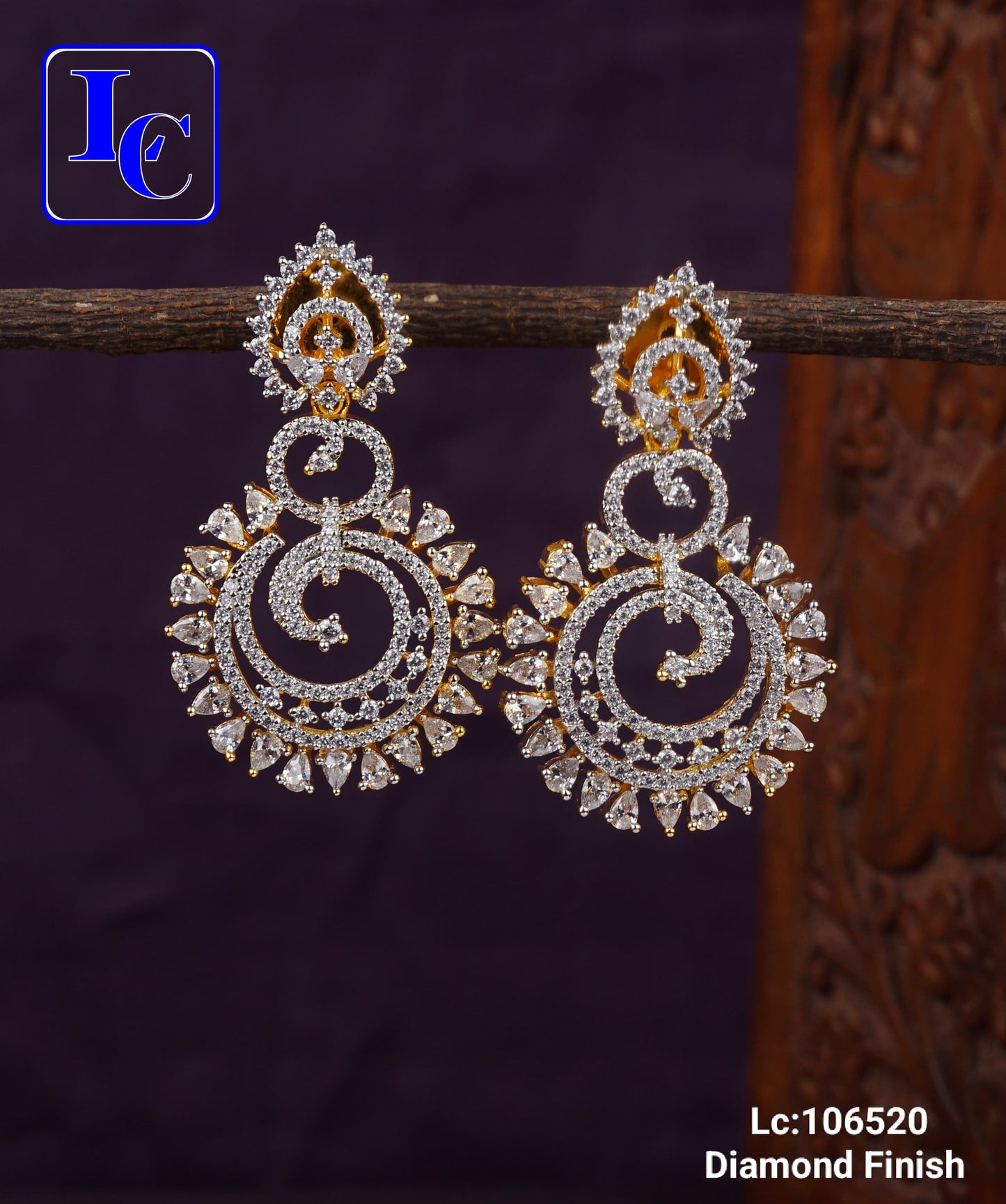 Spiral American Diamond Finish Earring