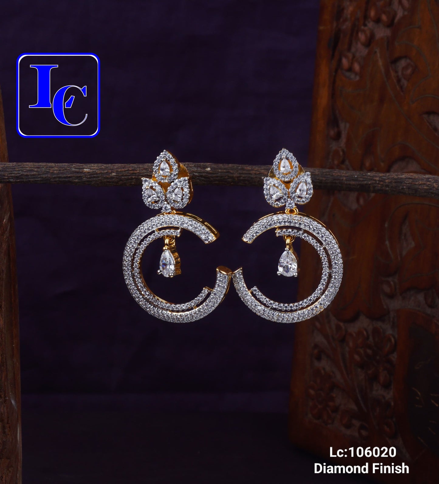 Sparkle Moon American Diamond Finish Earring - TheFindify