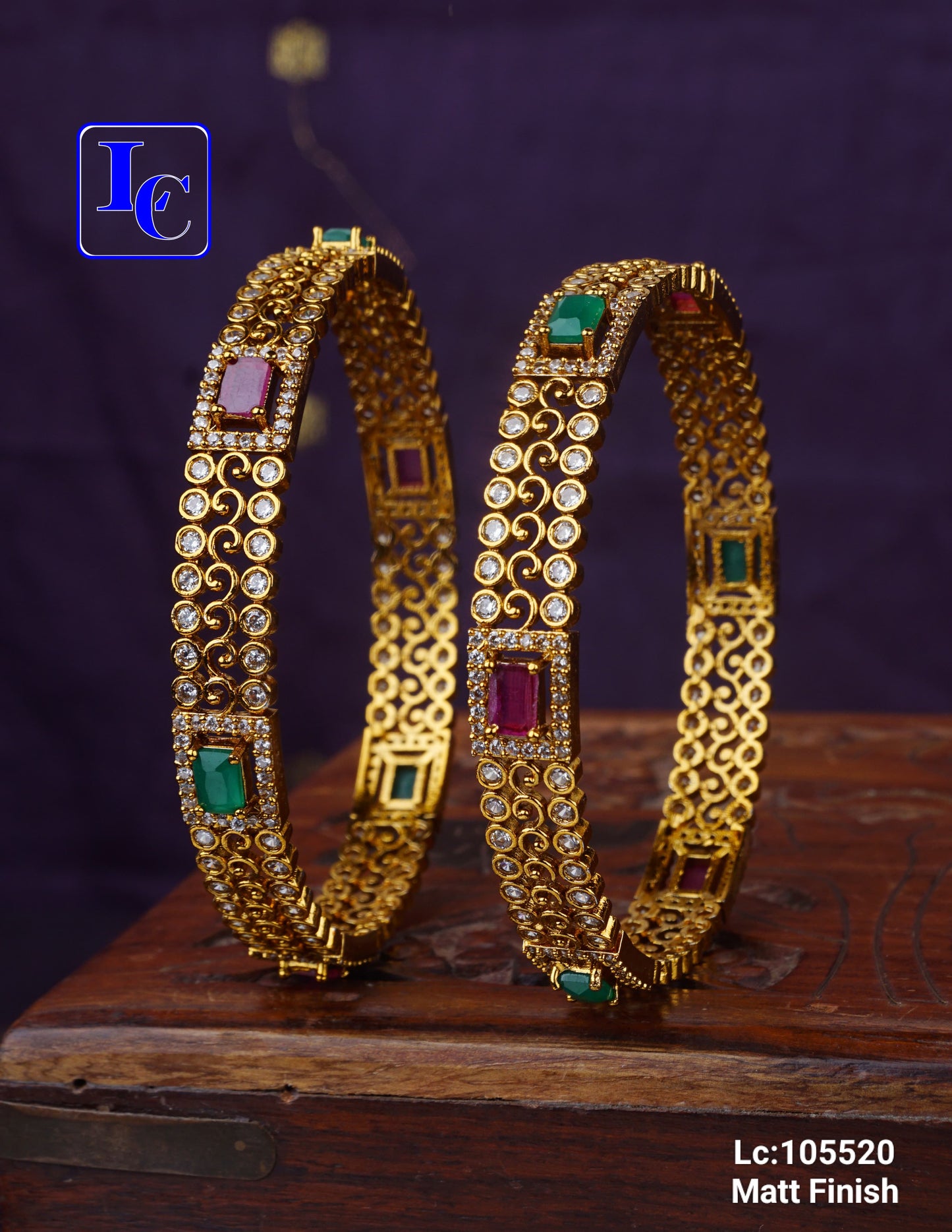 Serenity Stones Matt Finish Bangles - TheFindify