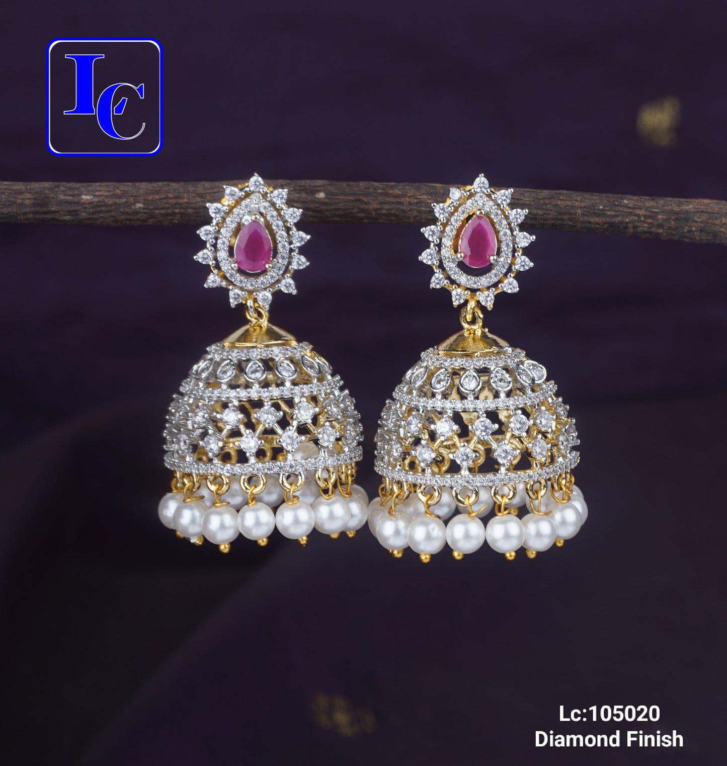 Diamond Finish Pearl Drop Earrings - TheFindify
