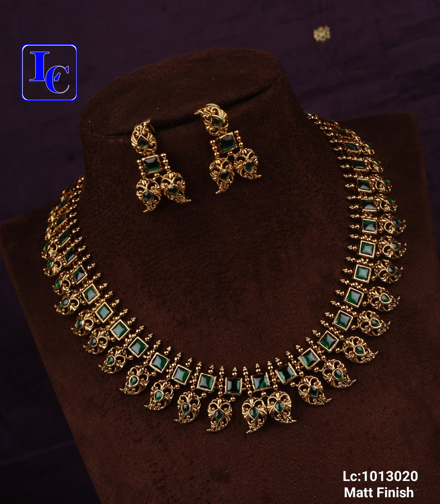 Matte Finish Mango Short Necklace Set - TheFindify