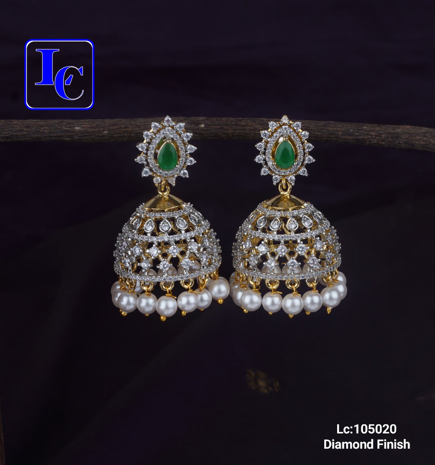 Diamond Finish Pearl Drop Earrings - TheFindify