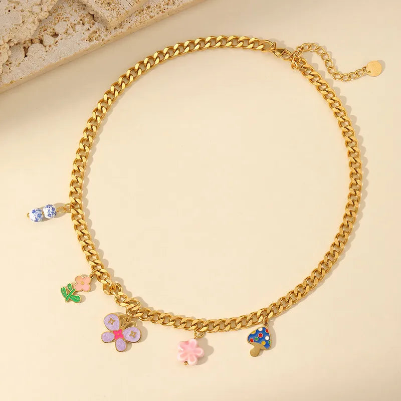 Butterfly & Flower Charm Necklace &, Bracelet Set - TheFindify