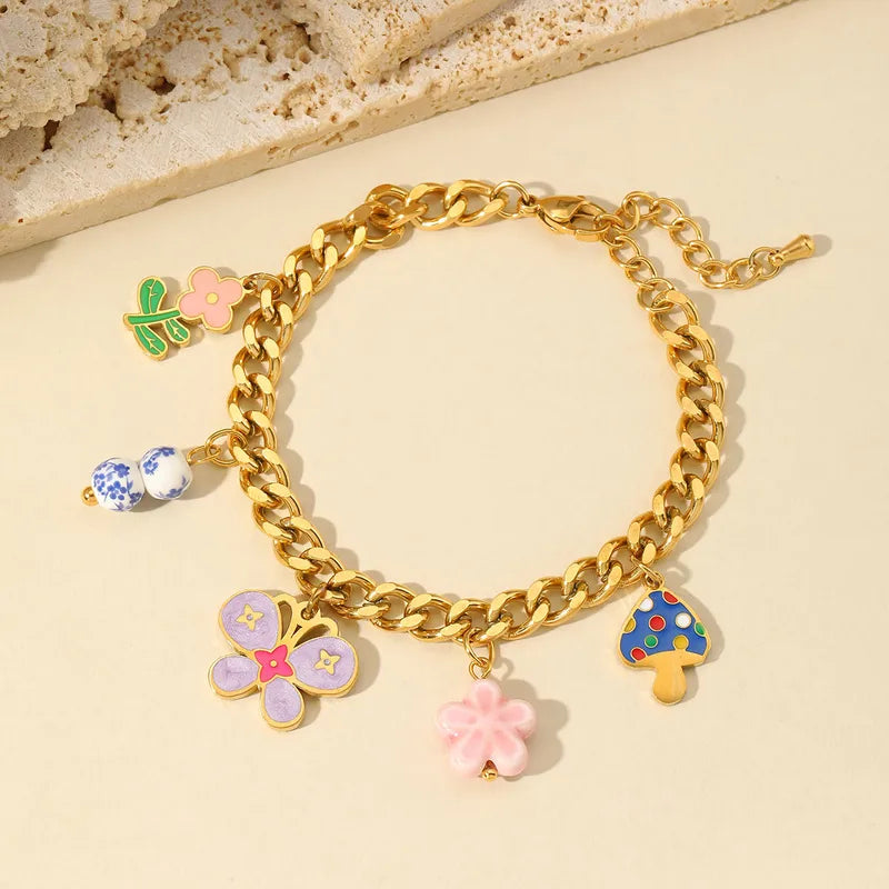Butterfly & Flower Charm Necklace &, Bracelet Set - TheFindify