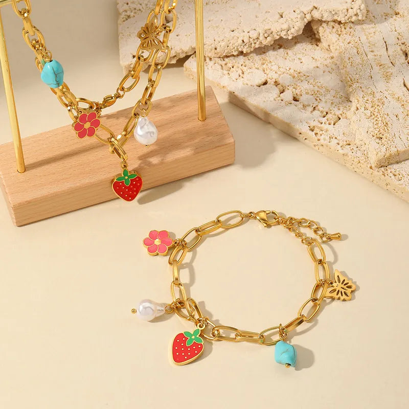 Fruit & Flower Charm Jewelry Set - TheFindify
