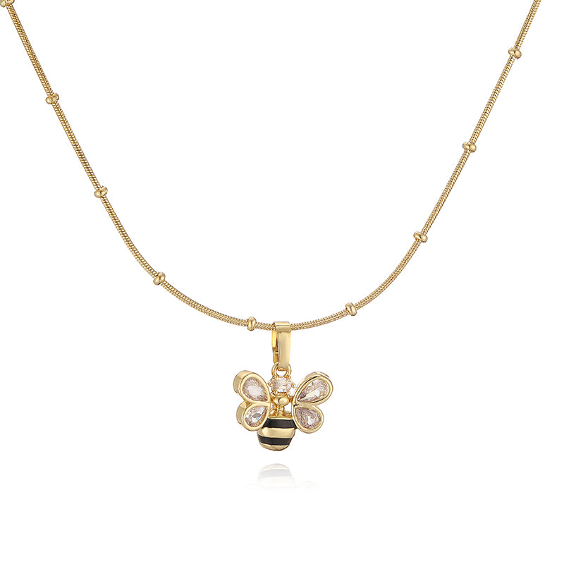 Gold Bee Pendant Necklace - TheFindify