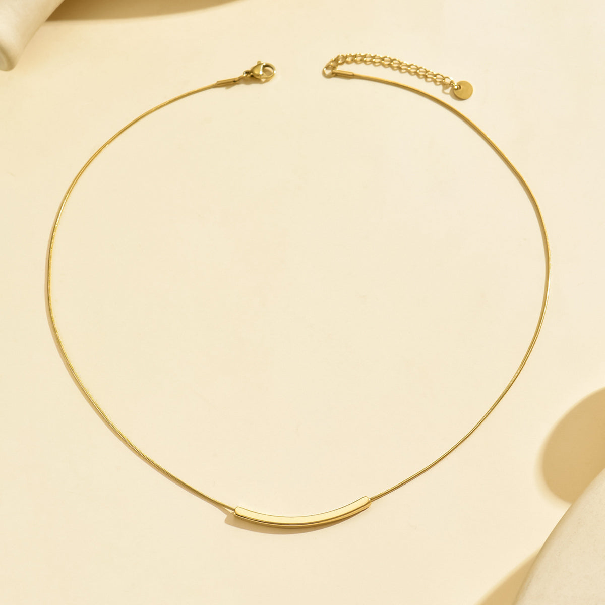 Retro Geometric Solid Color 304 Stainless Steel 14K Gold-Plated Necklace