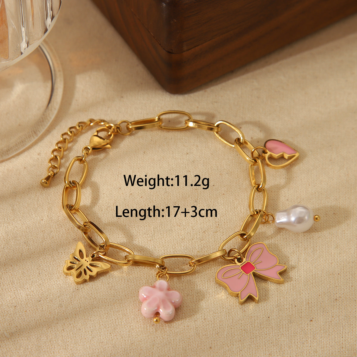 Romantic Pink Bow 18k Gold Plated Bracelet - TheFindify