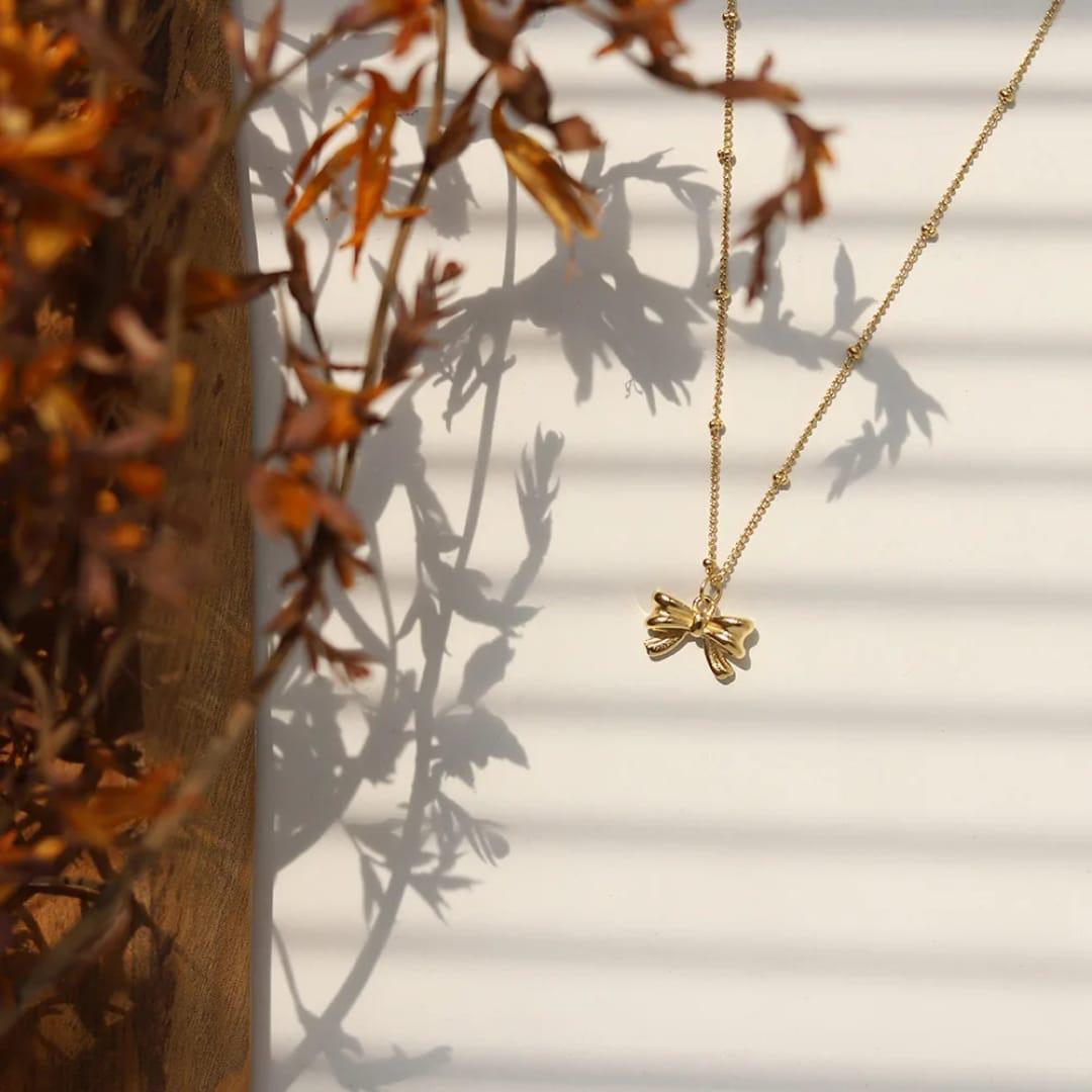 Bow Anti Tarnish 18k Gold Plated Necklace - TheFindify