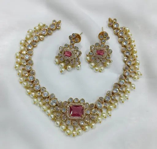 Pearl Drop Elegant Necklace With Earrings - TheFindify