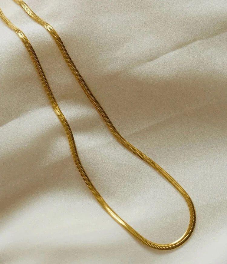 Snake Chain Anti Tarnish 18k Gold Plated Necklace - TheFindify