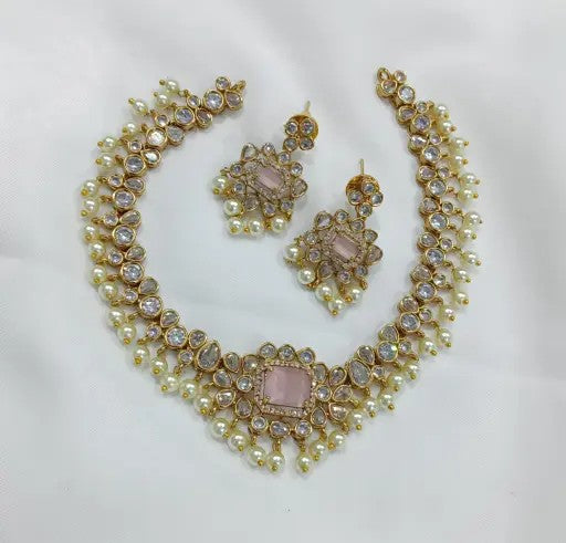 Pearl Drop Elegant Necklace With Earrings - TheFindify