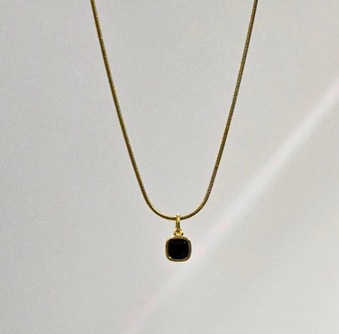 Midnight Square Anti Tarnish 18k Gold Plated Necklace - TheFindify