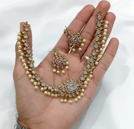 Pearl Drop Elegant Necklace With Earrings - TheFindify