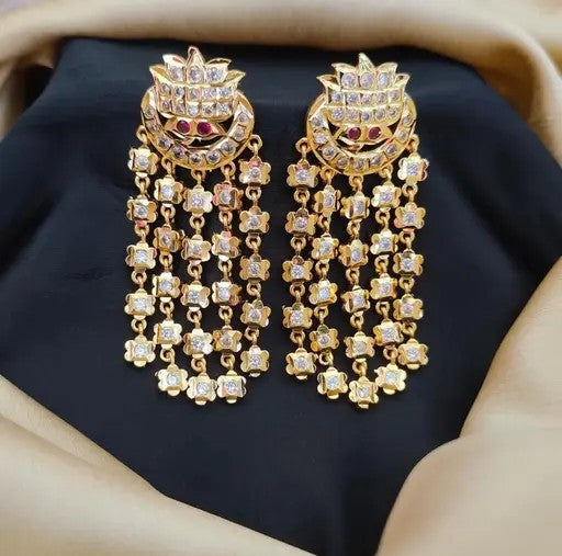 Impon Panchaloha Chain Drop Earrings - TheFindify