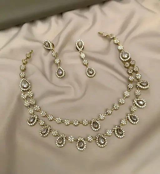 Double Layered AD Necklace With Earrings - TheFindify