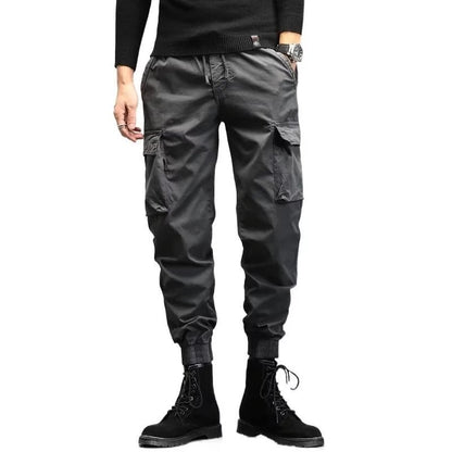 Men's Cropped Tooling Spring And Autumn Loose-fitting Casual Ankle-banded Trousers Multi-pocket