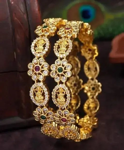 Traditional Matte finish AD Lakshmi Bangle - TheFindify